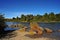 Enchanting autumn lake scene in san martin de los andes and lolog lake views. Colorful autumn scene of the andes