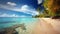 Enchanting beach view through palm trees