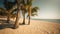 Enchanting beach view through palm trees