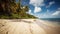 Enchanting beach view through palm trees