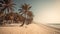 Enchanting beach view through palm trees