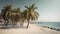 Enchanting beach view through palm trees