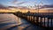 The Enchanting Beauty of a Beach Pier Bathed in Twilight\\\'s Glow. Generative AI