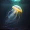 Enchanting bioluminescent jellyfish found in the depths of the ocean, Generative Ai