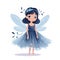 Enchanting Blue Fairy on Plain Background AI Generated