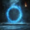 Enchanting blue hologram portal futuristic sci fi teleportation concept