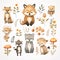 Enchanting boho Animal Pattern illustration features an adorable array of woodland creatures