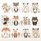 Enchanting boho Animal Pattern illustration features an adorable array of woodland creatures