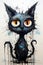 Enchanting Cartoon Fantasy Cat for Halloween. Generative Ai