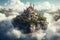 Enchanting Castle perched on Cloud-covered Island in the Sky. AI