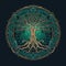 The Enchanting Celtic Tree of Life and Death in Emerald, Generative AI