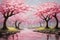 Enchanting cherry blossoms painting the landscape pink