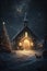 Enchanting Christmas Scene with Snowy Streets and Illuminated Homes