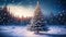 Enchanting Cinematic Christmas Tree with Snowy Wonderland AI-Generated Illustration