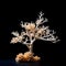 Enchanting Coral Shadows: Dried Sea Coral Branches Casting Intriguing Silhouettes on a Black Background