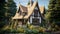 Enchanting Cottage Amidst Nature\\\'s Embrace: A Captivating Image of a Tranquil Cottage with a Flourishing Garden - AI Generative
