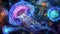 Enchanting Dance Ocean Jellyfish, vibrant colors ethereal patterns creating harmonious display