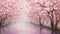 An enchanting display of pink cherry blossoms, their delicate petals creating a breathtaking spectacle.