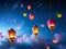 Enchanting Diwali Lanterns Wishes Soaring to the Stars.AI Generated