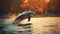 Enchanting Dolphin Jumping In Sunset Waters: Hyperrealistic Wildlife Portraits