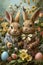 Enchanting Easter Bunnies in Vintage Attire Among Spring Flowers