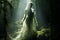 Enchanting Elegance: A Ghostly Victorian Apparition in the Misty Forest