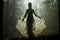 Enchanting Elegance: A Ghostly Victorian Apparition in the Misty Forest