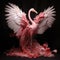 Enchanting Elegance, A Majestic Flamingo Unveiling Wings Woven from Whispering Paper