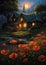 Enchanting Escape: A Virtual Room Illustration of a Springtime H