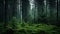 Enchanting European Forest Dark, Green, And Rainy