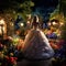 Enchanting Evening Garden with Blooming Flowers Transformed into Formal Wear