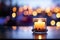 Enchanting Evening A Romantic Night with Candlelight and Bokeh Bliss. created with Generative AI