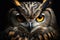 Enchanting Eyes: Captivating High-Resolution Photography of a Beautiful Halloween Owl on a Dark Background. created with