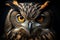 Enchanting Eyes: Captivating High-Resolution Photography of a Beautiful Halloween Owl on a Dark Background. created with