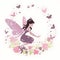 Enchanting floral symphony, vibrant clipart of cute fairies with enchanting wings and harmonious flower accents