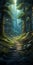 Enchanting Forest Path: Dreamlike Fantasy Creatures And Skillful Lighting