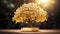 Enchanting golden money tree in full bloom with golden shine, bu