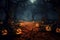 Enchanting Halloween Forest: Mysterious Black Trees Set a Spooky Scene. AI