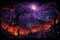 Enchanting Halloween Night: Illustrated Background with a Mystical Aura, Perfect for All Hallows\\\' Eve