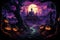 Enchanting Halloween Night: Illustrated Background with a Mystical Aura, Perfect for All Hallows\\\' Eve