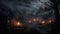 Enchanting Halloween Wallpaper Dark Hilly Village With Burned Charred Atmosphere