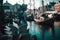 Enchanting Harbor: Mermaid Statue and Floating Boats in Unreal Engine 5 Photography