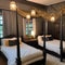 An enchanting Harry Potter-themed bedroom with wizardry-inspired decor, four-poster beds, and magical lighting1