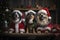 An enchanting image of pets dressed as Santa\\\'s elves