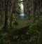 Enchanting jungle waterfall scenery