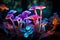 Enchanting Magic fluorescent mushroom forest. Generate Ai