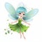 Enchanting meadow sprite, adorable illustration of a colorful fairy with cute wings and floral delights