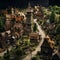 Enchanting Medieval Village Diorama with half-timbered houses