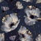 Enchanting Midnight Blooms with Golden Accents Wallpaper Design