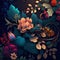 Enchanting Midnight Floral Arrangement Digital Artwork, AI Generated